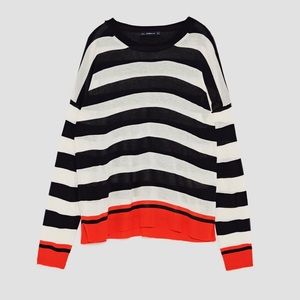Contrast Striped Zara knit sweater Size M